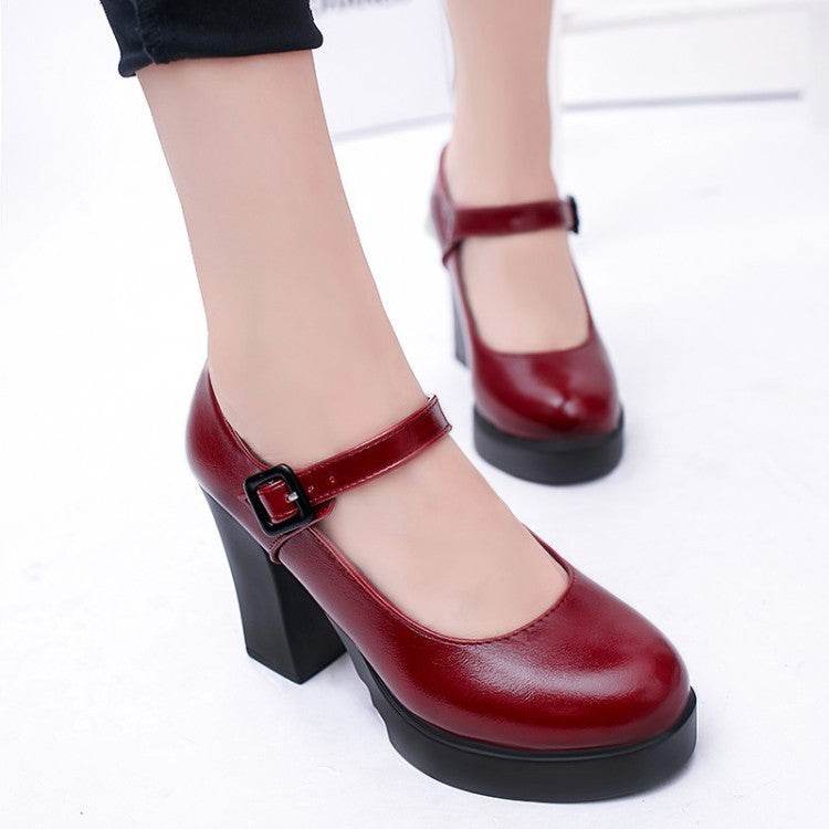 Thick Heel Waterproof Platform High Heels - Mubimart