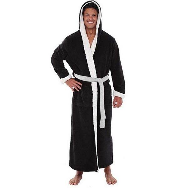 Men's Plus Size Extra Long Bathrobe Long Sleeve Nightgown - Mubimart