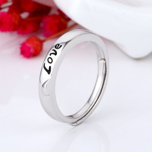 S925 Silver Couple Ring Love Double Love LOVE Men And Women Ring