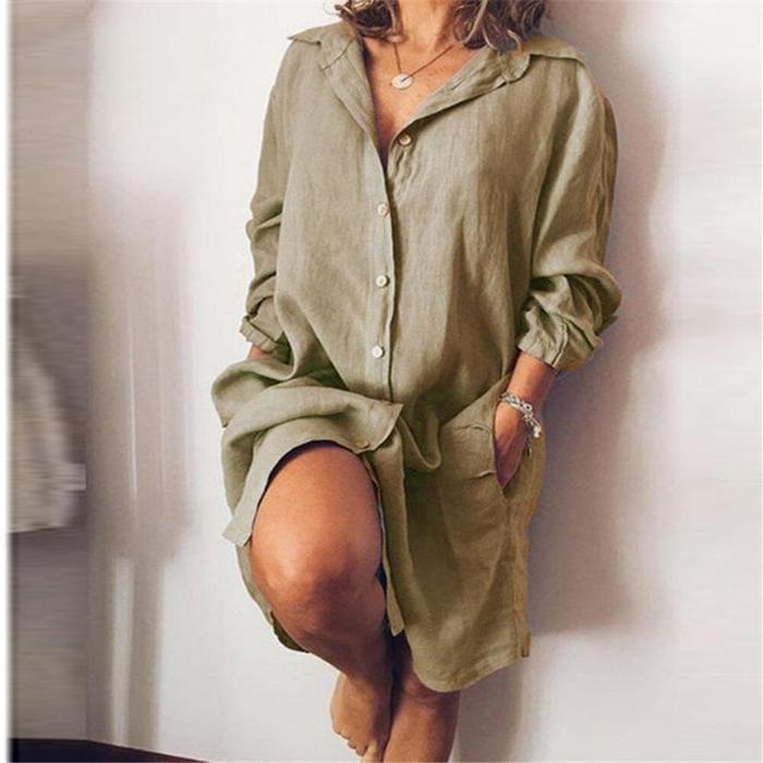 Loose Mid Length Shirts Women Dress Cover-ups Tunics For Mini Dress - Mubimart -  