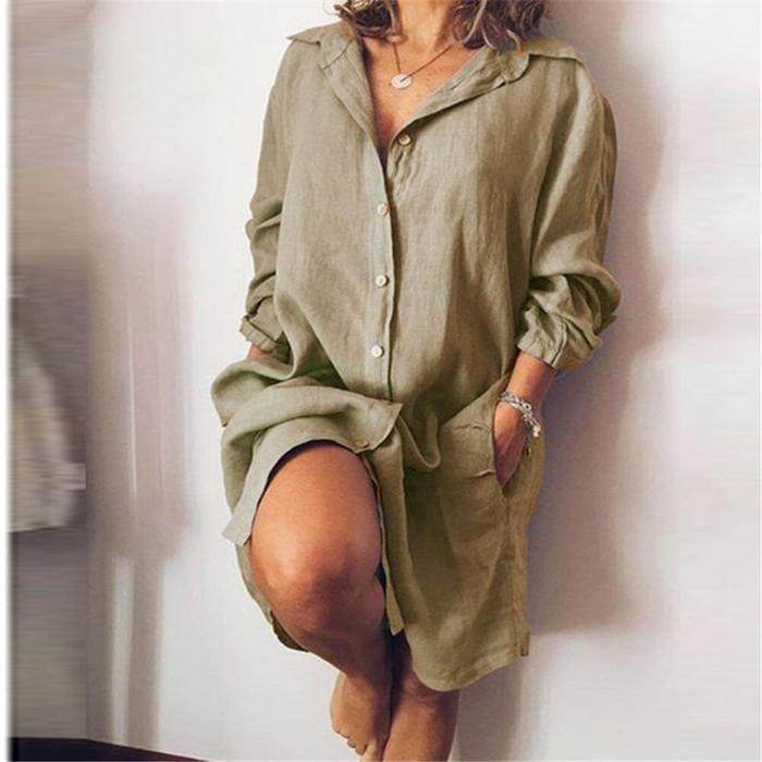Loose Mid Length Shirts Women Dress Cover-ups Tunics For Mini Dress - Mubimart