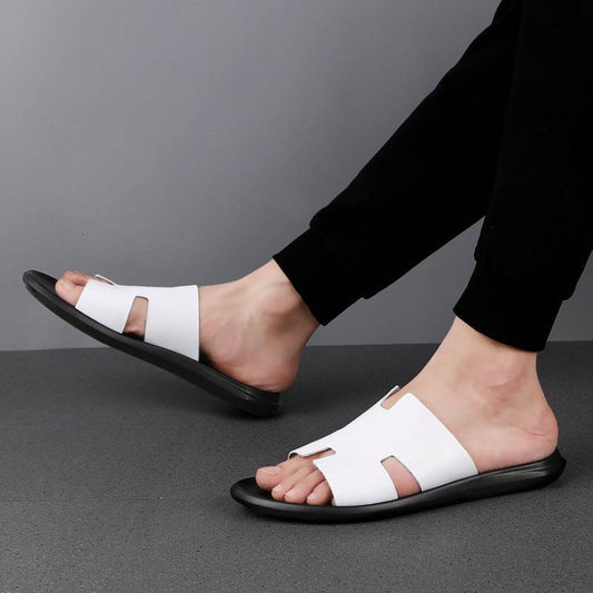 First Layer Leather Standard Size Flip-flop Slippers Men Slippers - Mubimart