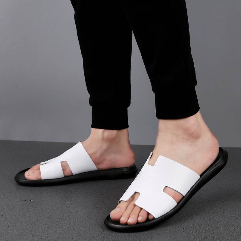 First Layer Leather Standard Size Flip-flop Slippers Men Slippers - Mubimart