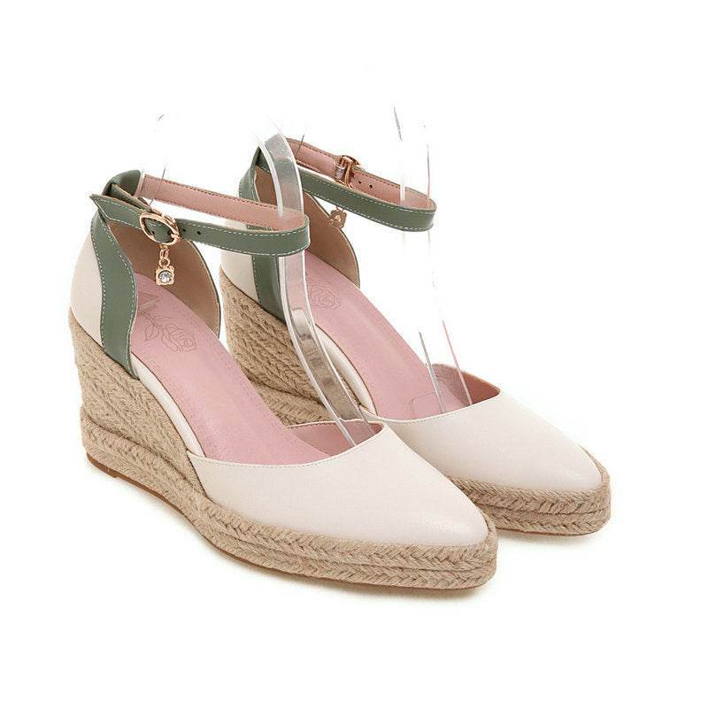 Womens Pumps Shoes Dorsay Wedge Espadrille Ankle Strap - Mubimart
