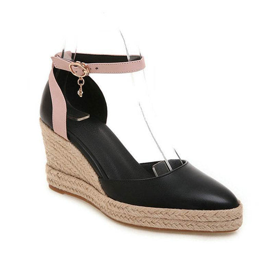 Womens Pumps Shoes Dorsay Wedge Espadrille Ankle Strap - Mubimart