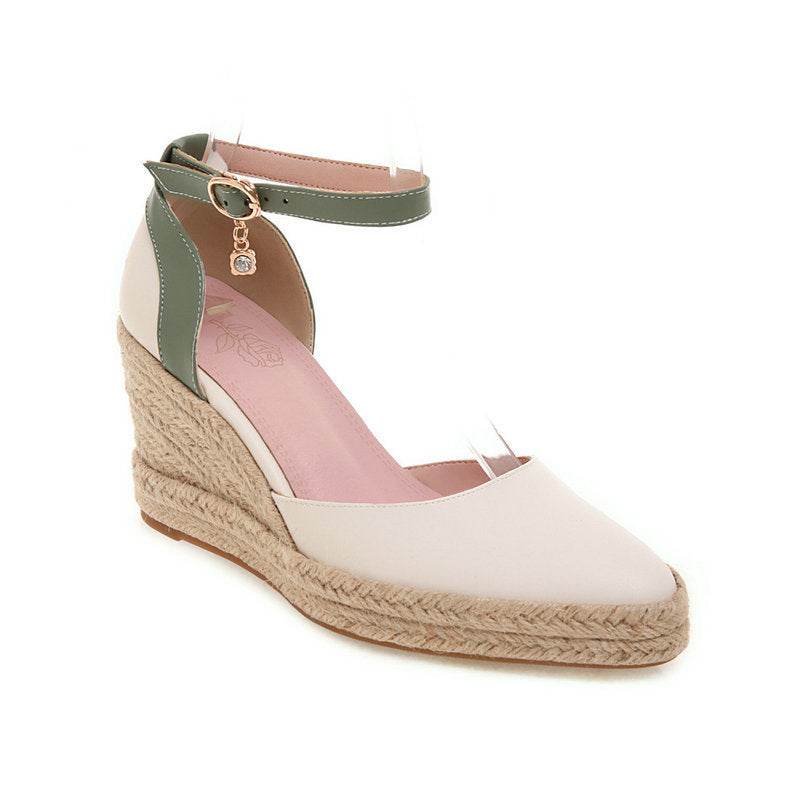 Womens Pumps Shoes Dorsay Wedge Espadrille Ankle Strap - Mubimart