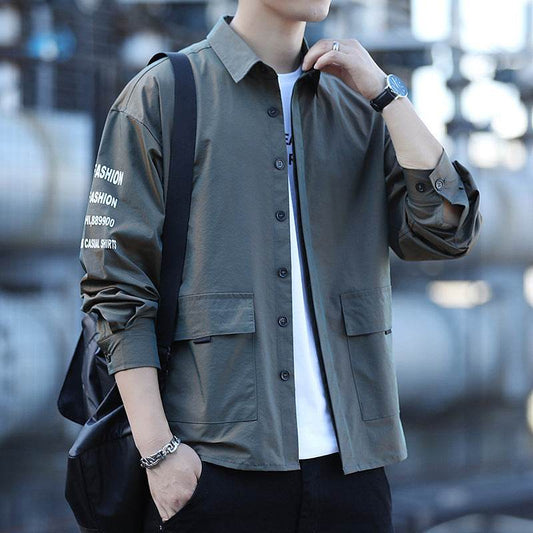 Long-sleeved Shirt Men's Tooling Casual Shirt Jacket - Mubimart