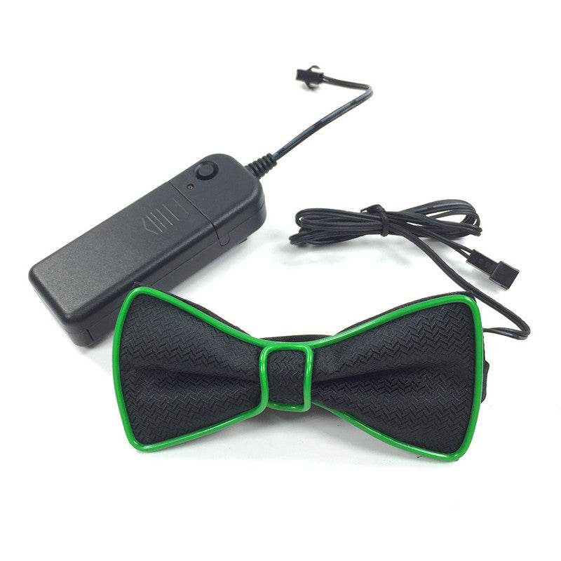 Battery Powered LED Light Up EL Mens Bow Tie Necktie for Halloween Wedding Party DC3V - Mubimart
