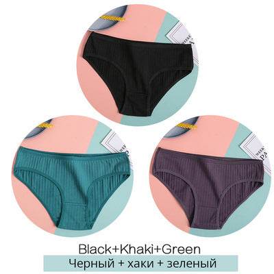 Women Underpants Solid Girls Briefs Sexy Female Lingerie M-XL Comfort Underwear - Mubimart