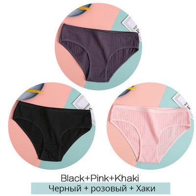 Women Underpants Solid Girls Briefs Sexy Female Lingerie M-XL Comfort Underwear - Mubimart