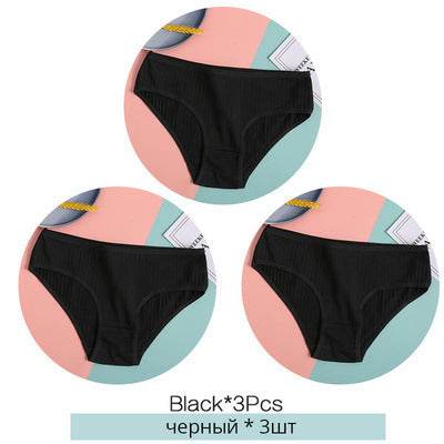 Women Underpants Solid Girls Briefs Sexy Female Lingerie M-XL Comfort Underwear - Mubimart