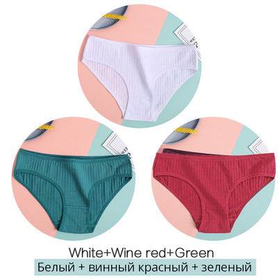 Women Underpants Solid Girls Briefs Sexy Female Lingerie M-XL Comfort Underwear - Mubimart