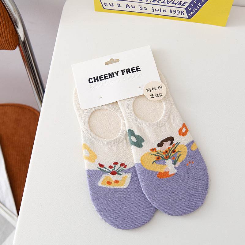 Female Invisible Low-cut Boat Socks - Mubimart