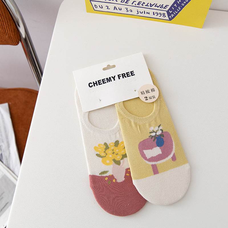 Female Invisible Low-cut Boat Socks - Mubimart