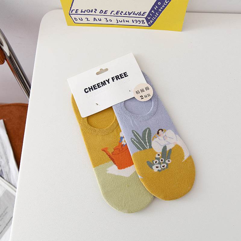 Female Invisible Low-cut Boat Socks - Mubimart