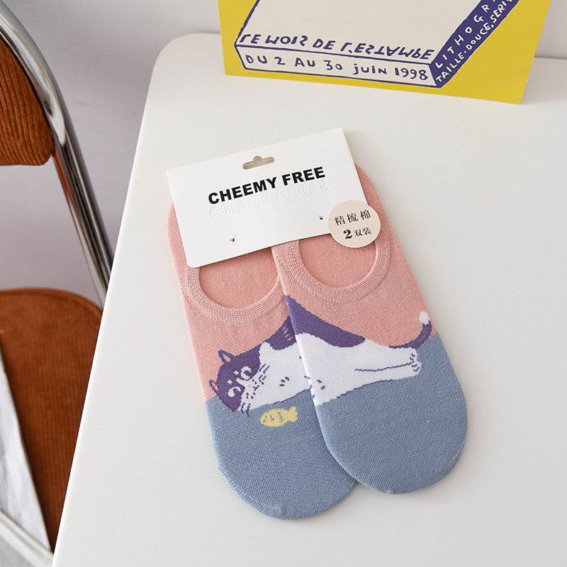 Female Invisible Low-cut Boat Socks - Mubimart
