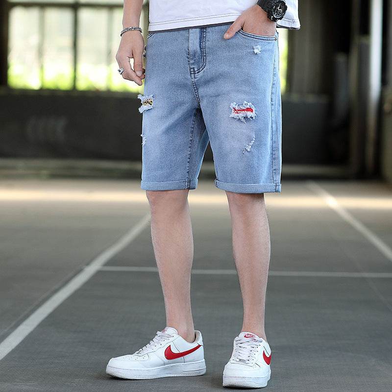 Summer Men's Denim Shorts Men's Five-point Shorts - Mubimart