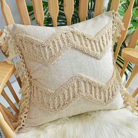 Tufted Pillowcase, Looped Pillowcase, Fringed Long Waist Pillow - Mubimart