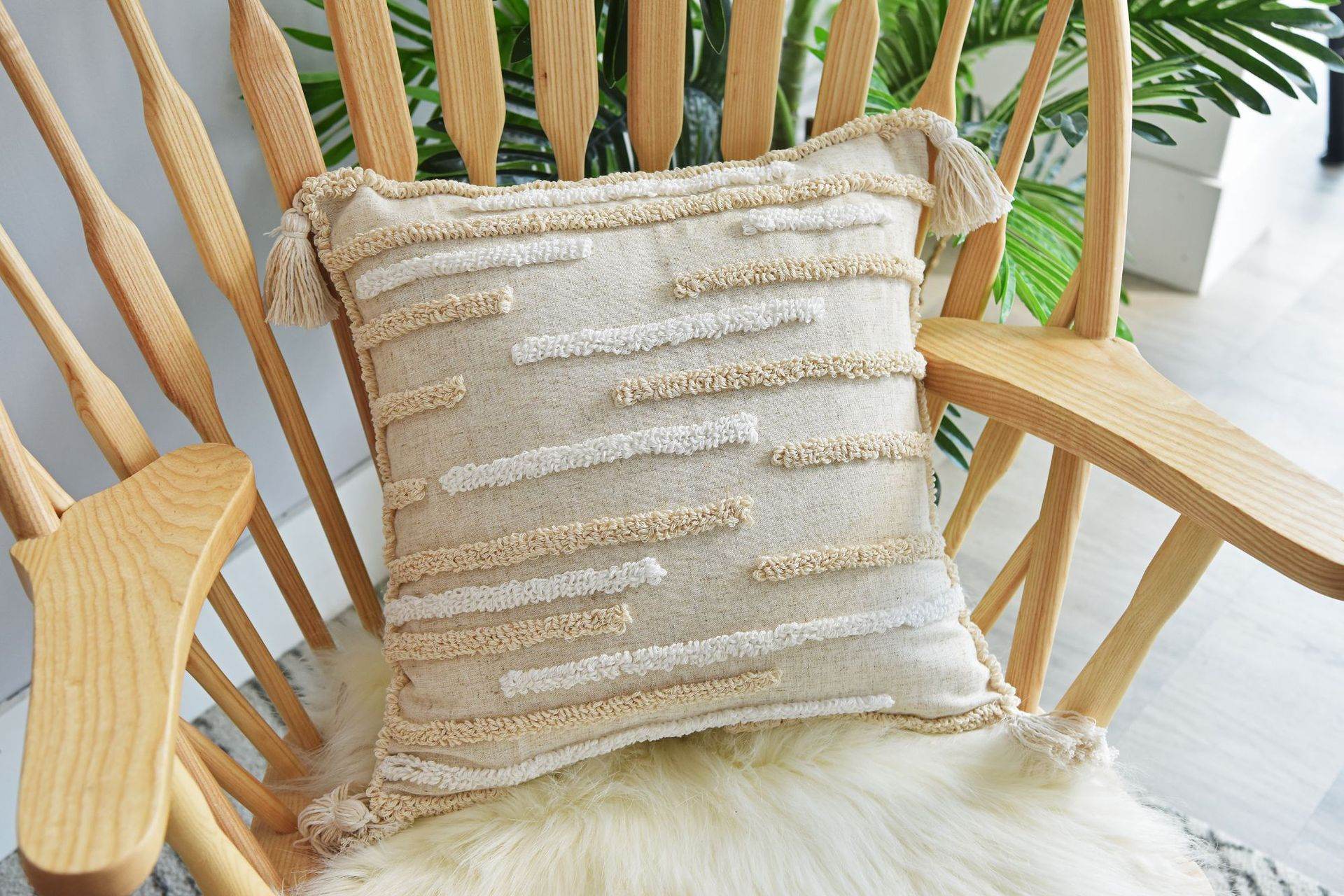 Tufted Pillowcase, Looped Pillowcase, Fringed Long Waist Pillow - Mubimart