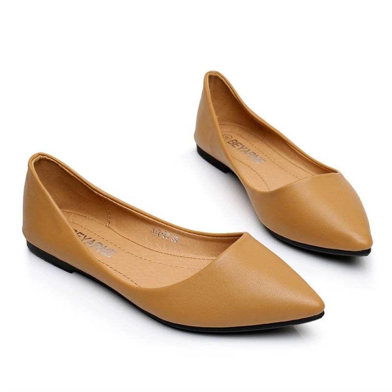 Summer Pointed-toe Shallow Soft-soled Flat Shoes - Mubimart