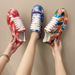 Painted Graffiti White Shoes Women Casual Fashion Platform Casual Shoes