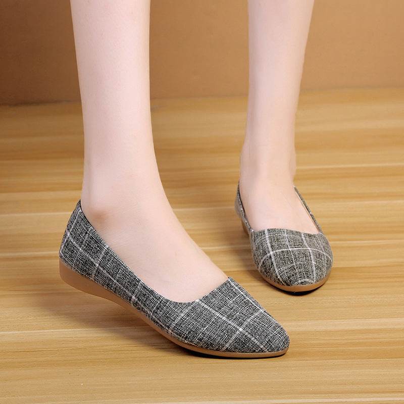 New Style Female Pointed Toe Low Heeled Flat Bottomed Fashionable Work Shoes - Mubimart