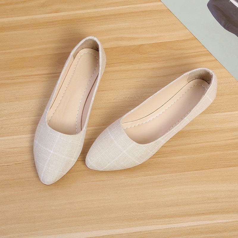 New Style Female Pointed Toe Low Heeled Flat Bottomed Fashionable Work Shoes - Mubimart