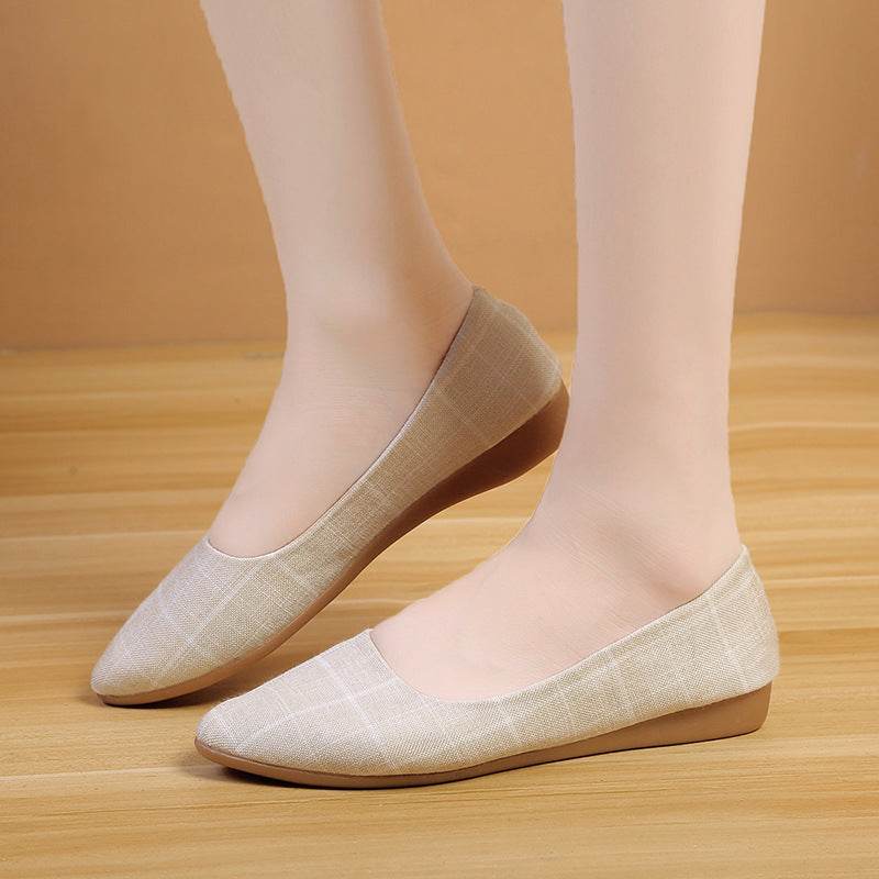 New Style Female Pointed Toe Low Heeled Flat Bottomed Fashionable Work Shoes - Mubimart