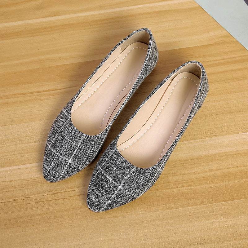 New Style Female Pointed Toe Low Heeled Flat Bottomed Fashionable Work Shoes - Mubimart
