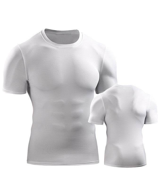 Mens Muscle Hooded Hoodies Short Sleeve T-shirt Sports GYM Slim Fit Tops Blouse - Mubimart