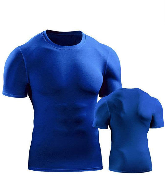 Mens Muscle Hooded Hoodies Short Sleeve T-shirt Sports GYM Slim Fit Tops Blouse - Mubimart