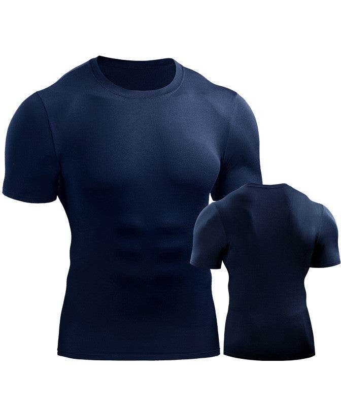 Mens Muscle Hooded Hoodies Short Sleeve T-shirt Sports GYM Slim Fit Tops Blouse - Mubimart
