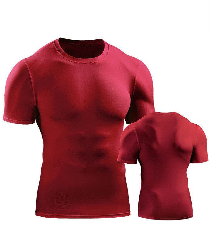Mens Muscle Hooded Hoodies Short Sleeve T-shirt Sports GYM Slim Fit Tops Blouse - Mubimart