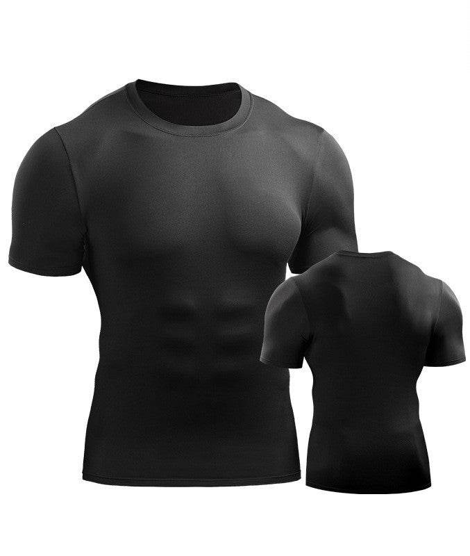 Mens Muscle Hooded Hoodies Short Sleeve T-shirt Sports GYM Slim Fit Tops Blouse - Mubimart