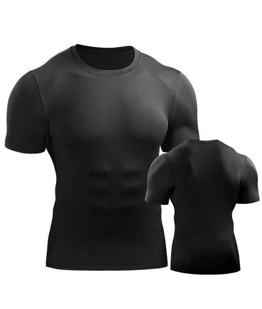 Mens Muscle Hooded Hoodies Short Sleeve T-shirt Sports GYM Slim Fit Tops Blouse - Mubimart