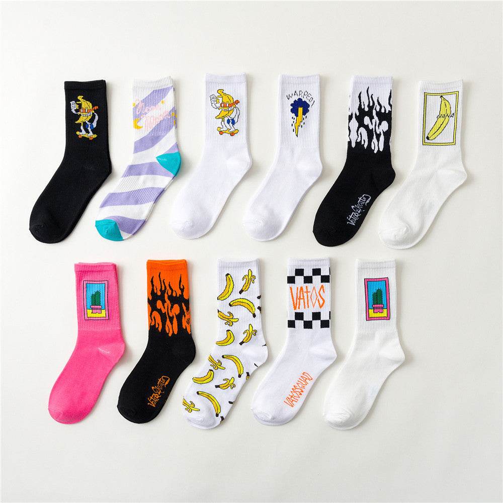 Hip Hop Socks, Tube Socks, Skateboard Socks, Couple Socks - Mubimart