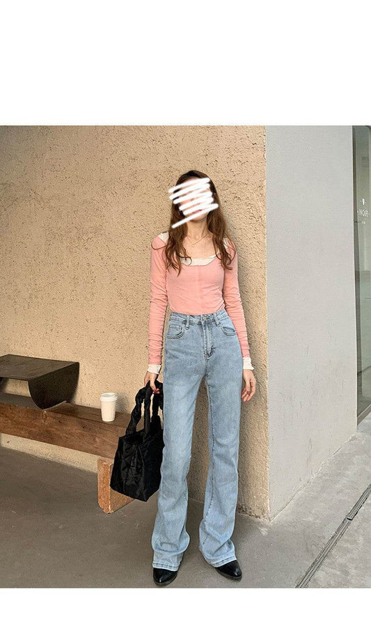 Stretch High Waist Bootcut Women's Jeans - Mubimart