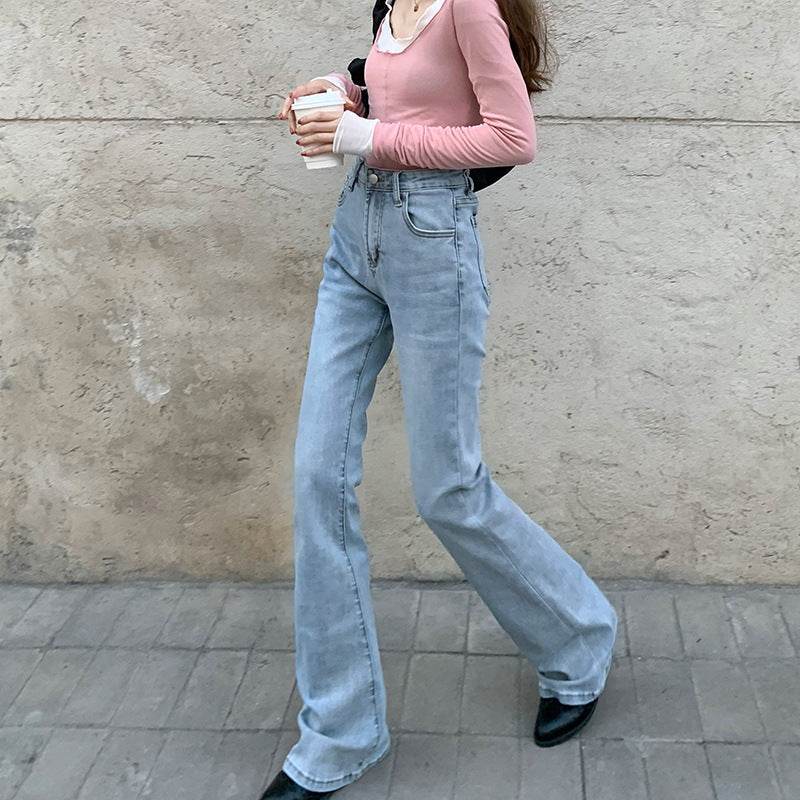 Stretch High Waist Bootcut Women's Jeans - Mubimart