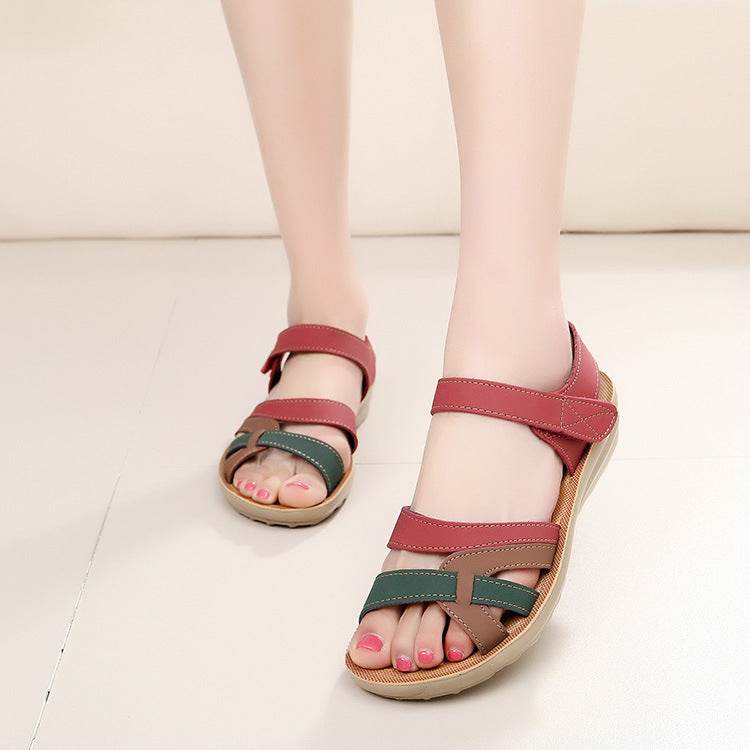 Sandals Soft Leather Flat Beach Sandals - Mubimart