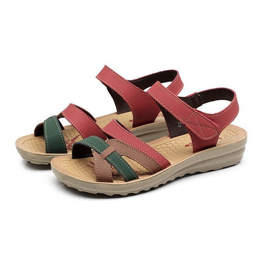 Sandals Soft Leather Flat Beach Sandals - Mubimart