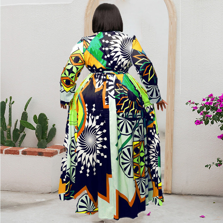 Plus Size 5XL Long Dress African Dresses For Women Robe Print Maxi Dress African Clothes Long Sleeve Big Swing Party Dress Beach - Mubimart -  