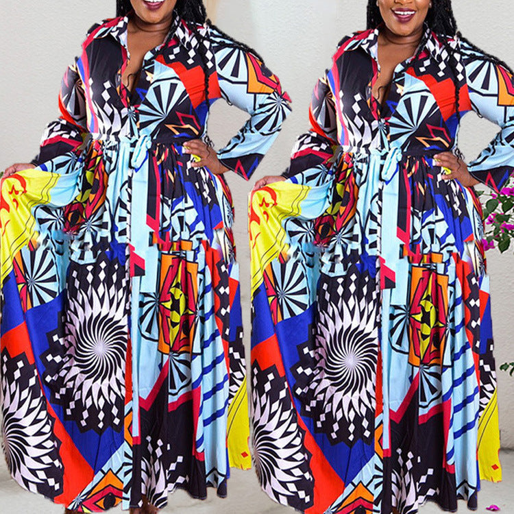 Plus Size 5XL Long Dress African Dresses For Women Robe Print Maxi Dress African Clothes Long Sleeve Big Swing Party Dress Beach - Mubimart -  