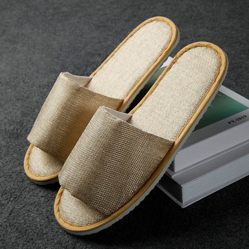 Hemp Simple Slippers Men Women Hotel Travel Spa Portable Folding House Disposable Home Guest Indoor Slippers Big Size - Mubimart