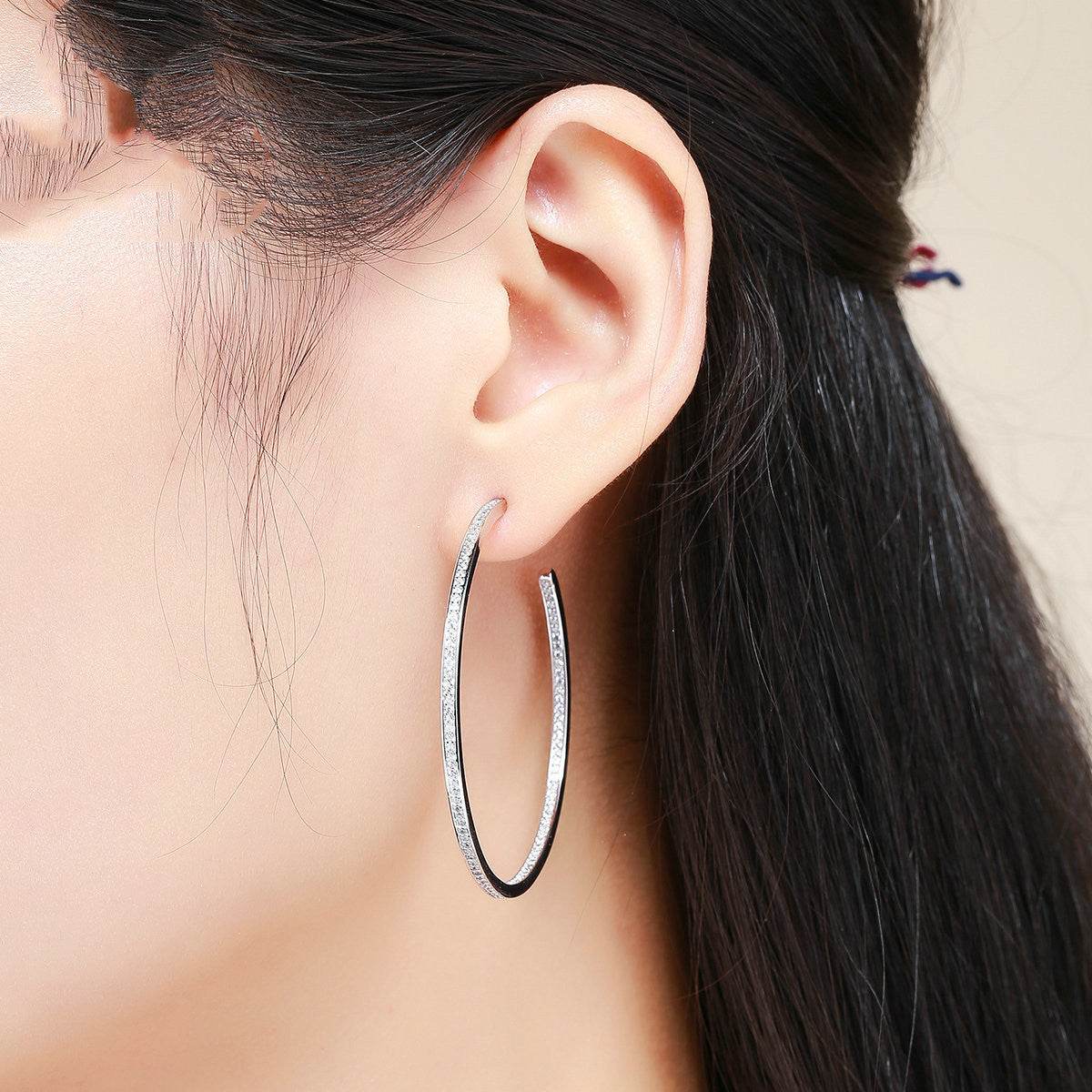 Summer Style Luminous Clearly CZ, Large Circle Hoop Earrings for Women EarRings Fashion Jewelry Valentine's Day Gift - Mubimart