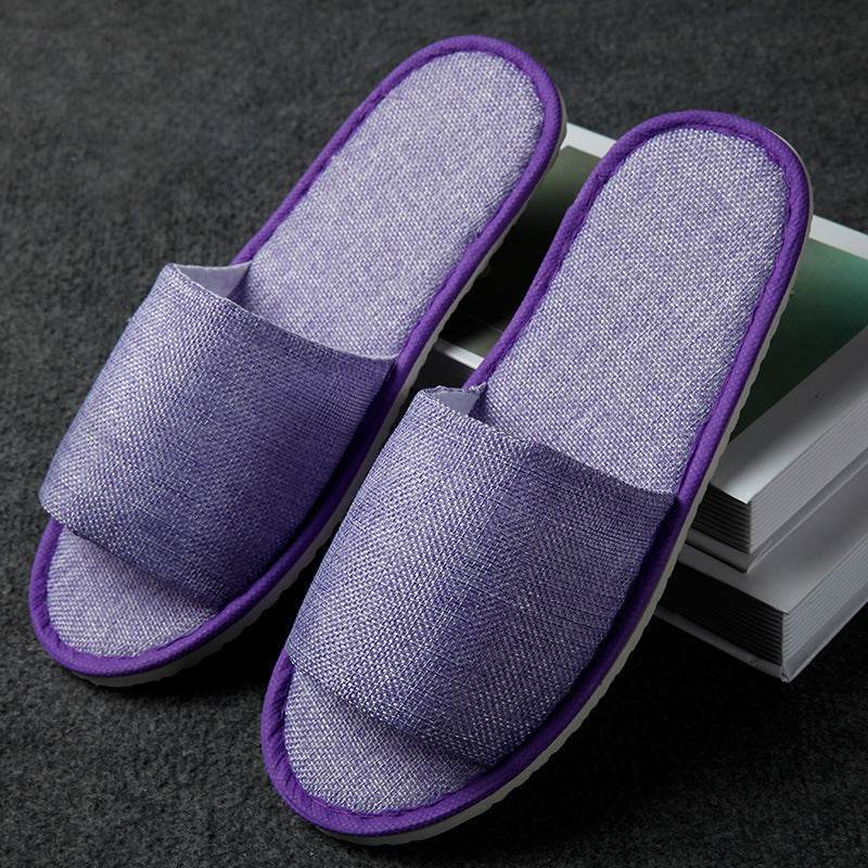 Hemp Simple Slippers Men Women Hotel Travel Spa Portable Folding House Disposable Home Guest Indoor Slippers Big Size - Mubimart