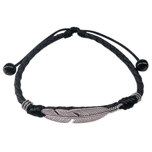 Fabric Ankle Bracelet Cute For Women Mens Leg Ankle Black Rope Feather Design - Mubimart
