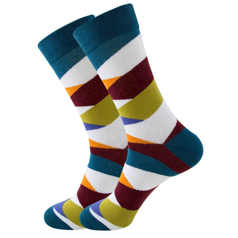 Striped Men's Socks Square Tube Socks Wave Women's Socks - Mubimart