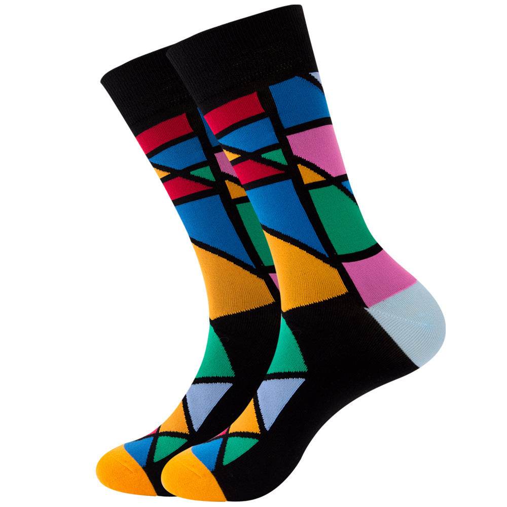 Striped Men's Socks Square Tube Socks Wave Women's Socks - Mubimart