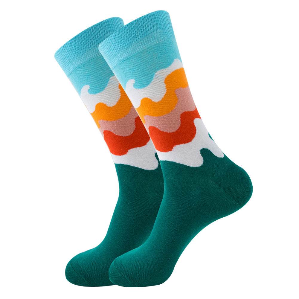 Striped Men's Socks Square Tube Socks Wave Women's Socks - Mubimart