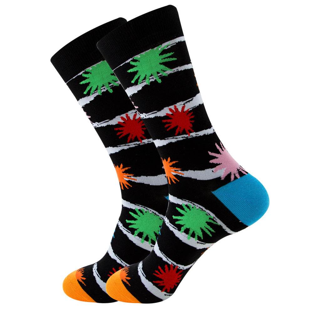 Striped Men's Socks Square Tube Socks Wave Women's Socks - Mubimart